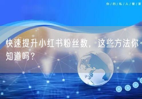 快速提升小红书粉丝数，这些方法你知道吗？