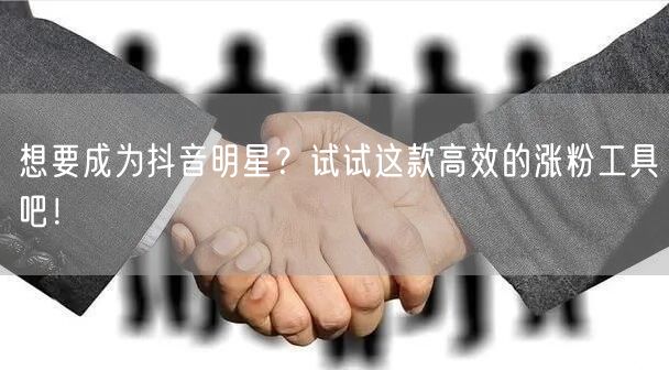 想要成为抖音明星？试试这款高效的涨粉工具吧！