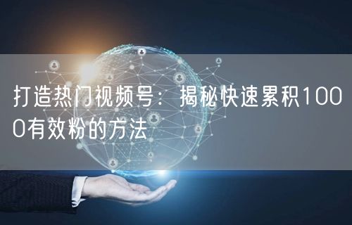 打造热门视频号：揭秘快速累积1000有效粉的方法