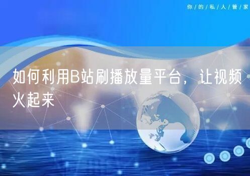 如何利用B站刷播放量平台，让视频火起来