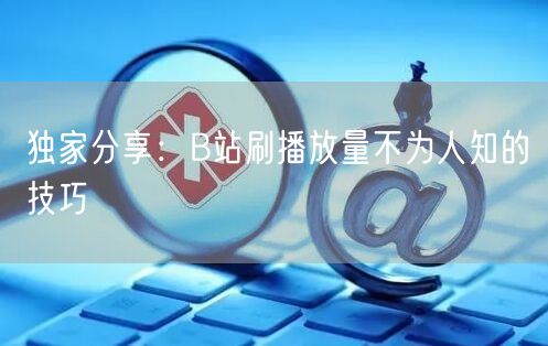独家分享：B站刷播放量不为人知的技巧