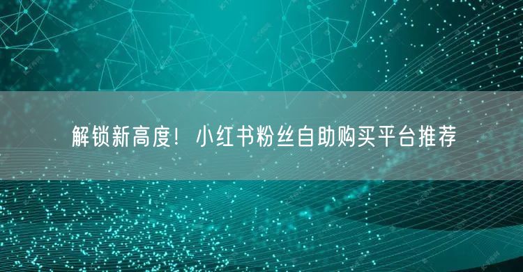 解锁新高度！小红书粉丝自助购买平台推荐
