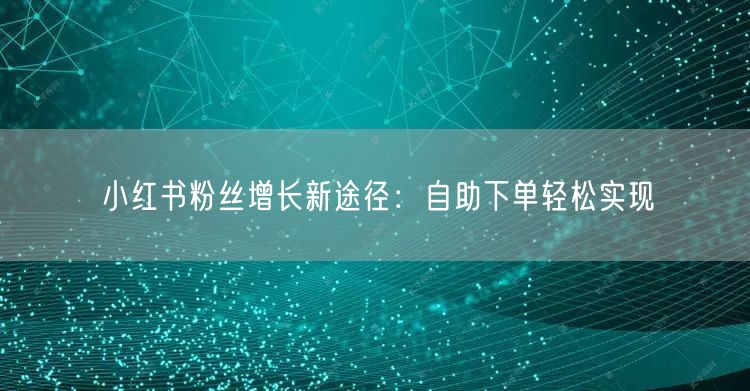 小红书粉丝增长新途径：自助下单轻松实现