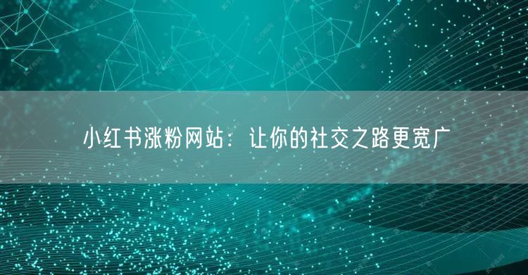 小红书涨粉网站：让你的社交之路更宽广
