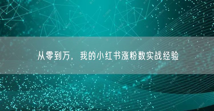 从零到万，我的小红书涨粉数实战经验