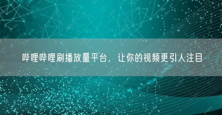 哔哩哔哩刷播放量平台，让你的视频更引人注目